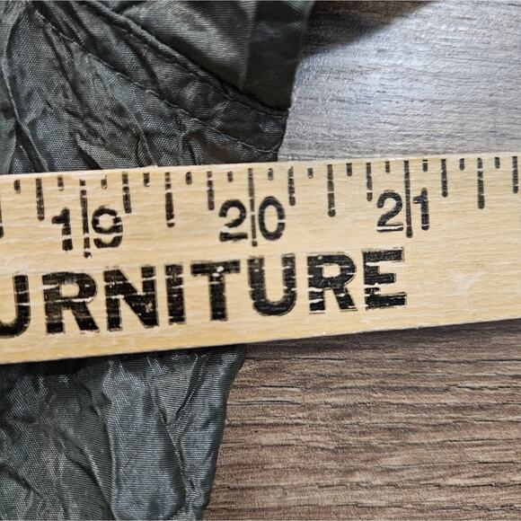 Chico's Olive Green Jacket Crinkle Textured Womens Medium Ruffled Career Mature - Picture 9 of 13